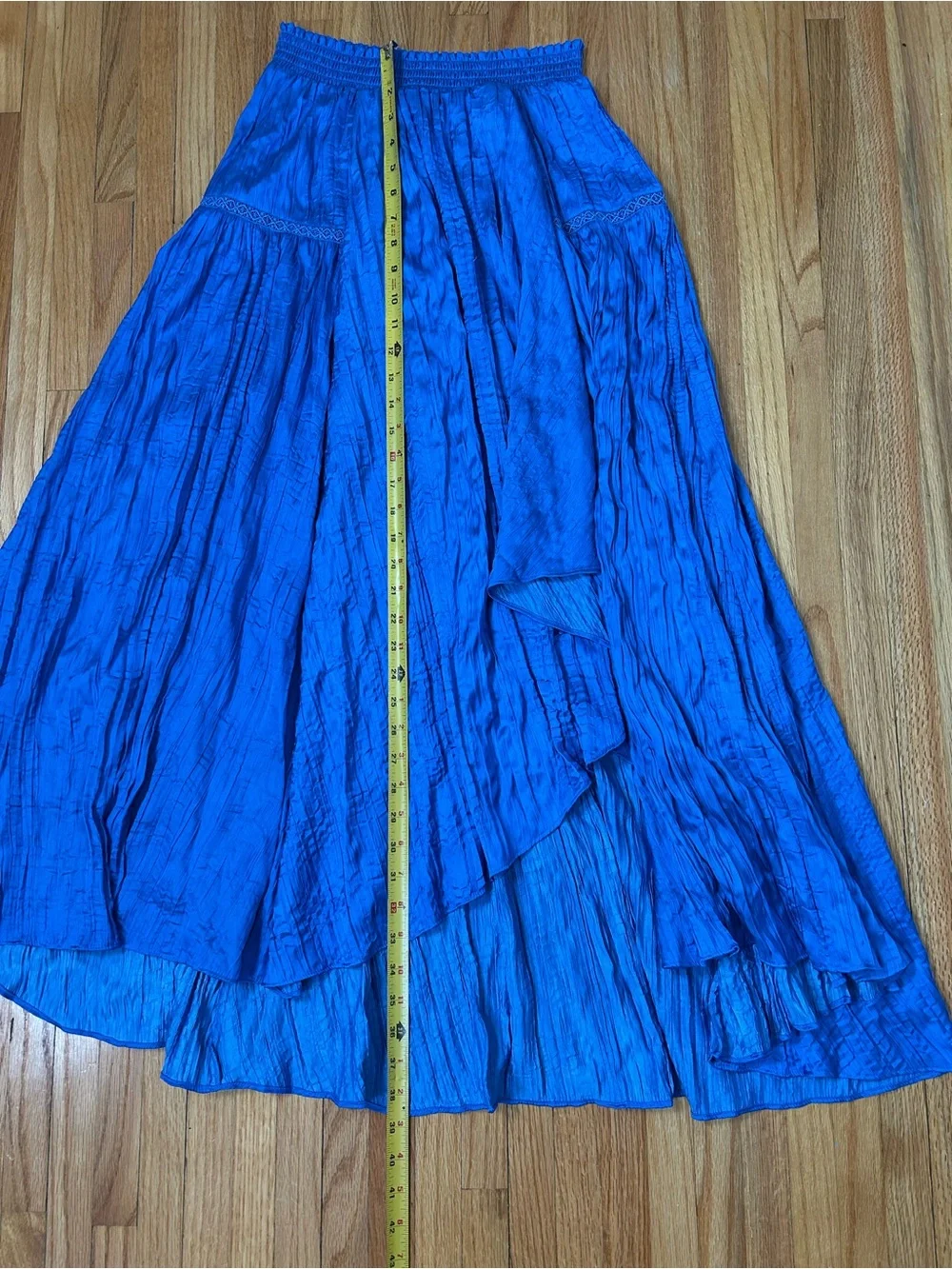 Maje Satin Effect Pleated Blue Midi Skirt